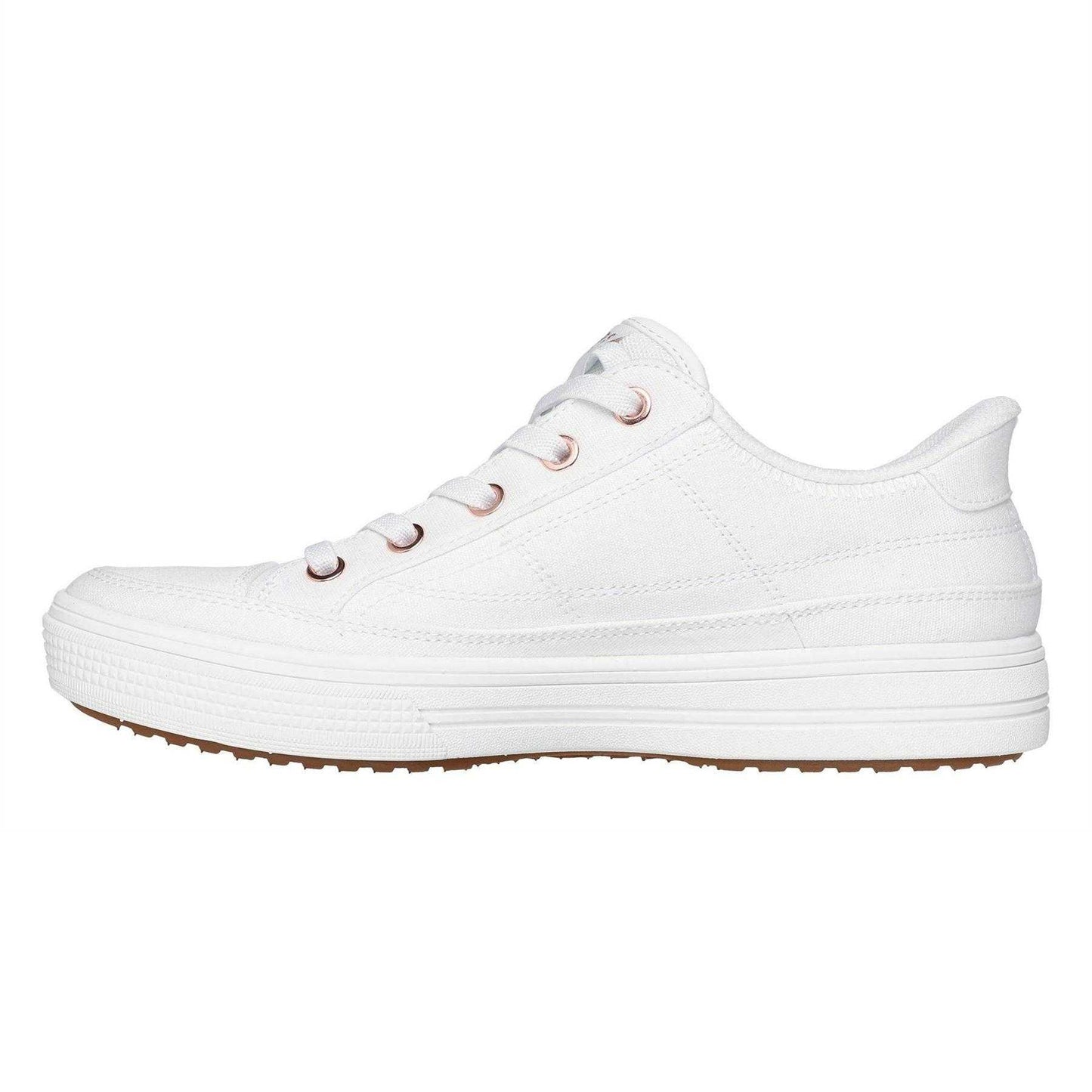 White - Back - Skechers Womens-Ladies Arcade - Meet Ya There Canvas Trainers