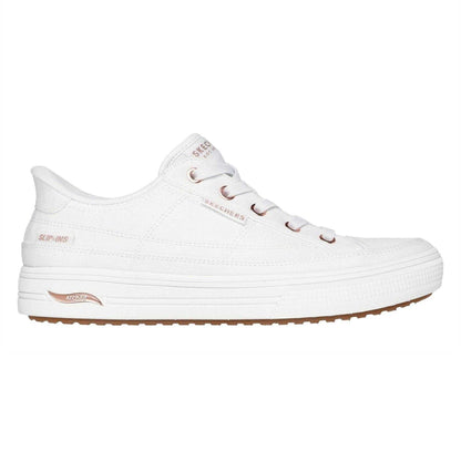 White - Side - Skechers Womens-Ladies Arcade - Meet Ya There Canvas Trainers