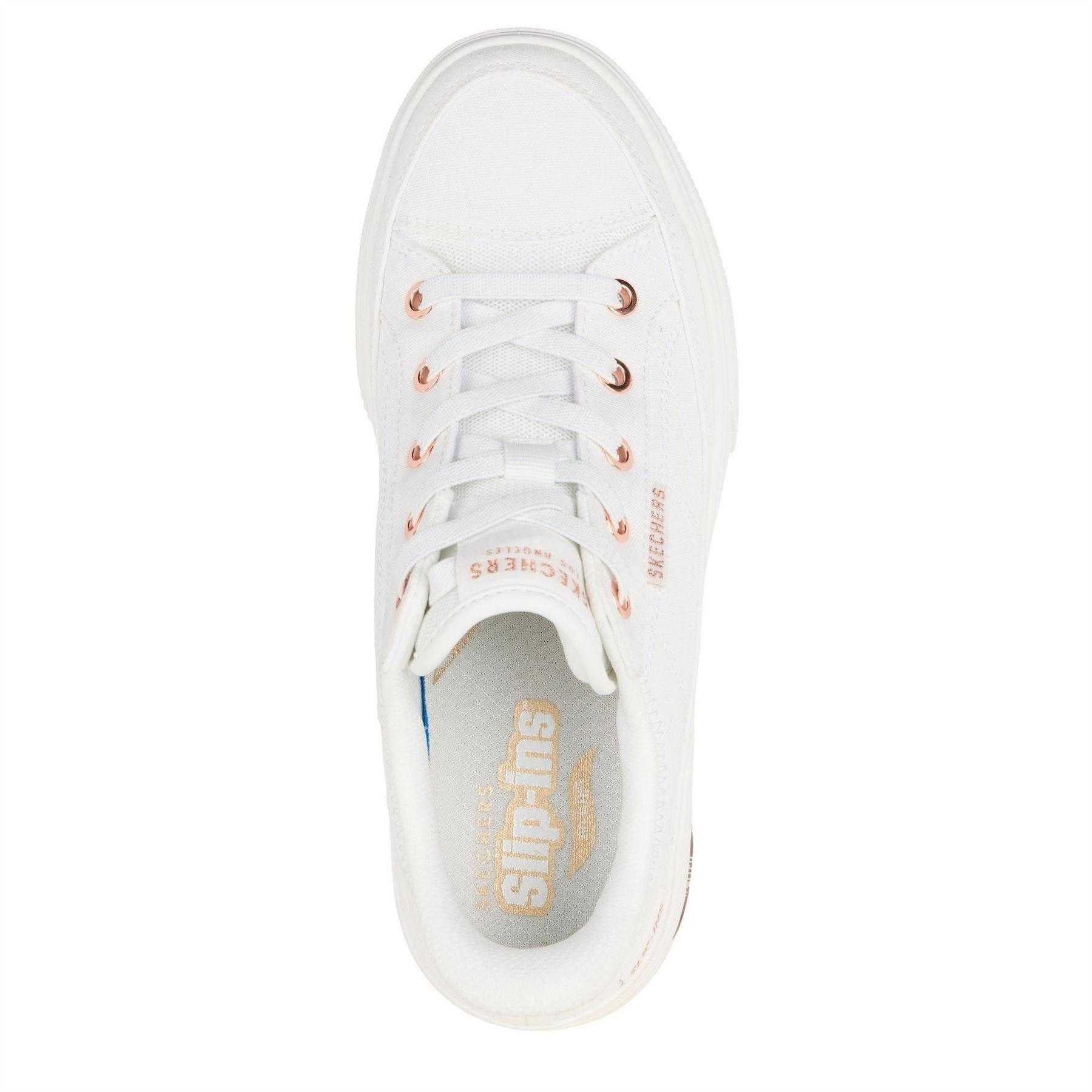 White - Lifestyle - Skechers Womens-Ladies Arcade - Meet Ya There Canvas Trainers