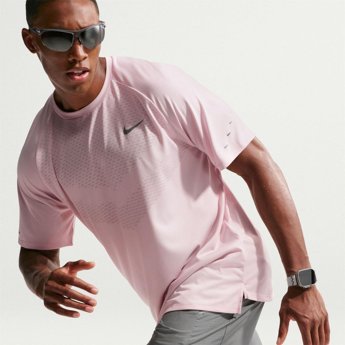 Light Red - Side - Nike Mens Stride T-Shirt