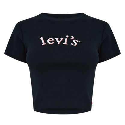 Black - Front - Levis Womens-Ladies Logo Boxy T-Shirt