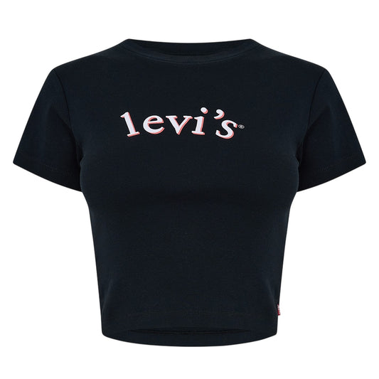 Black - Front - Levis Womens-Ladies Logo Boxy T-Shirt