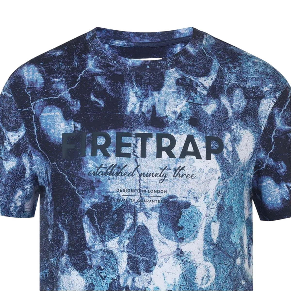 Navy - Side - Firetrap Mens Skull T-Shirt