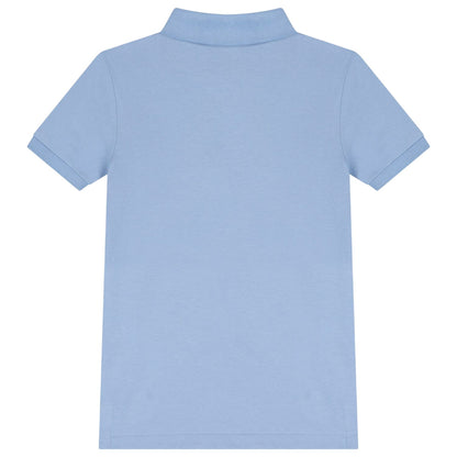 Chambray Blue - Back - Ralph Lauren Childrens-Kids Embroidered Pocket Regular Polo Shirt