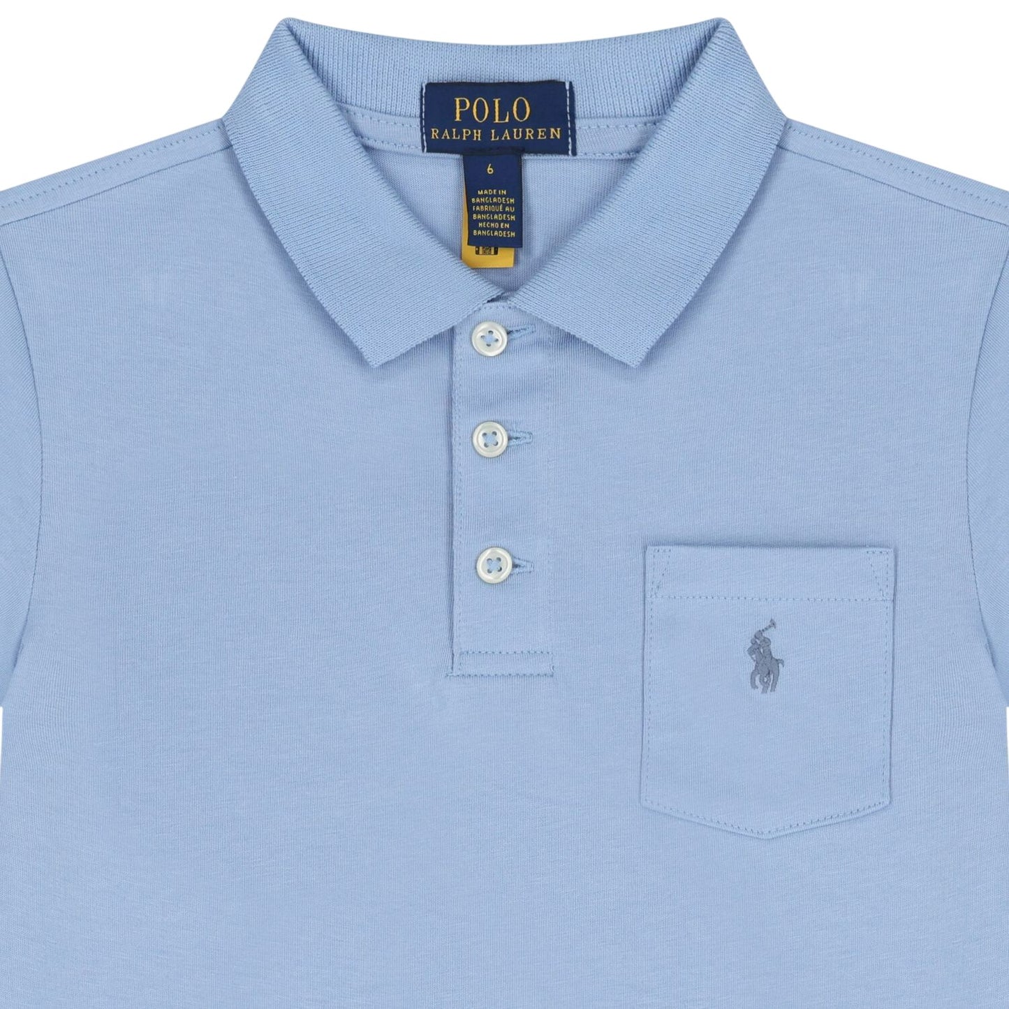Chambray Blue - Side - Ralph Lauren Childrens-Kids Embroidered Pocket Regular Polo Shirt