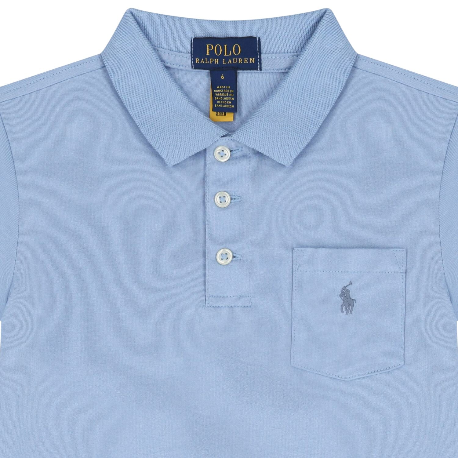 Chambray Blue - Side - Ralph Lauren Childrens-Kids Embroidered Pocket Regular Polo Shirt