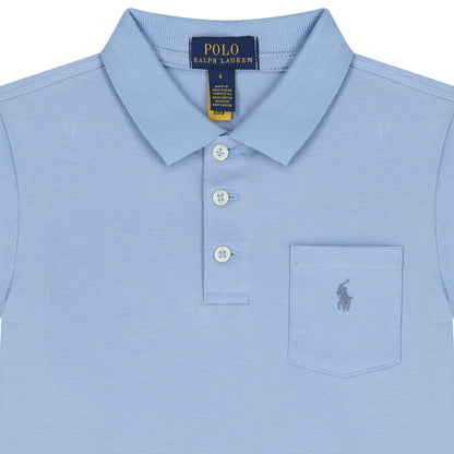 Chambray Blue - Side - Ralph Lauren Childrens-Kids Embroidered Pocket Regular Polo Shirt