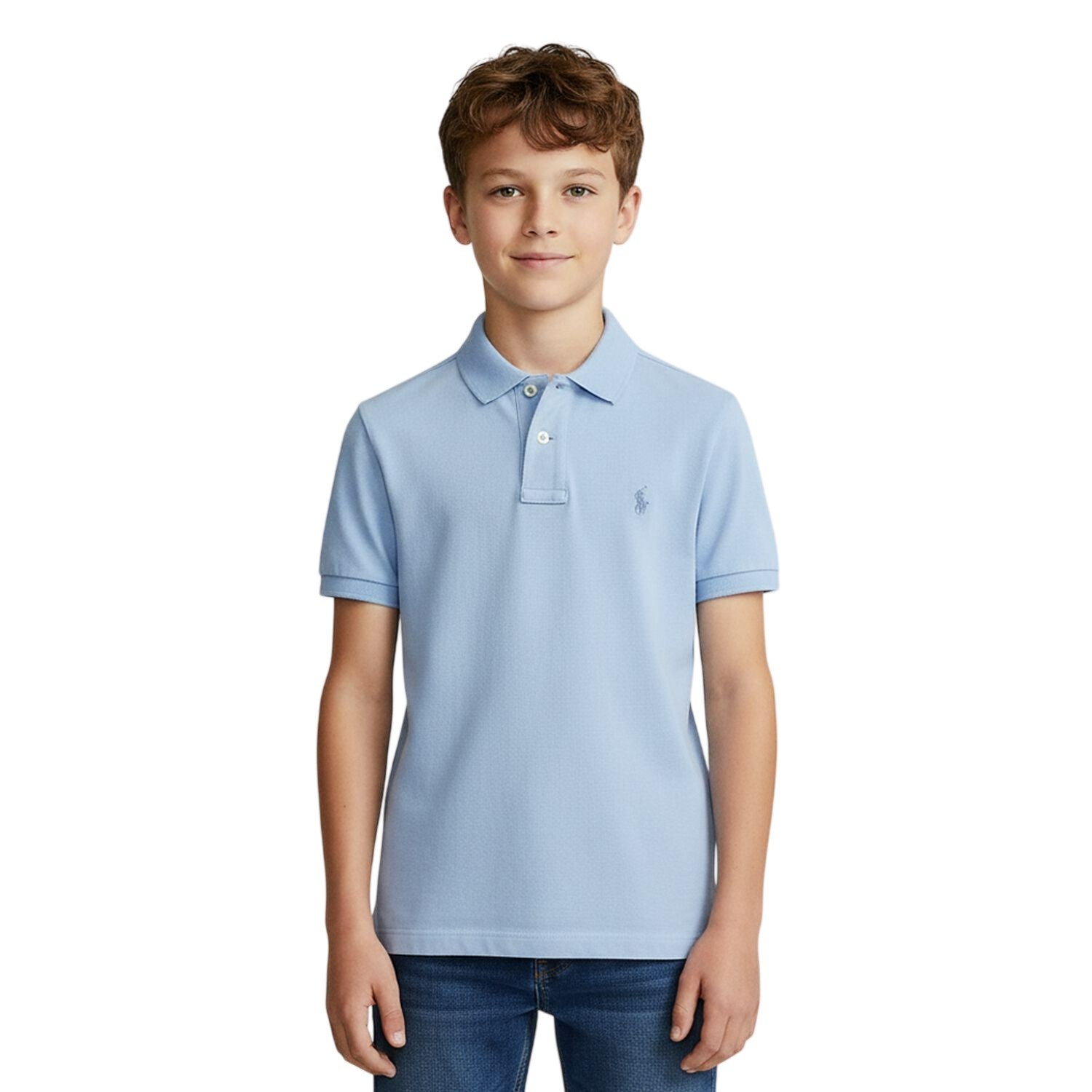 Chambray Blue - Lifestyle - Ralph Lauren Childrens-Kids Embroidered Pocket Regular Polo Shirt