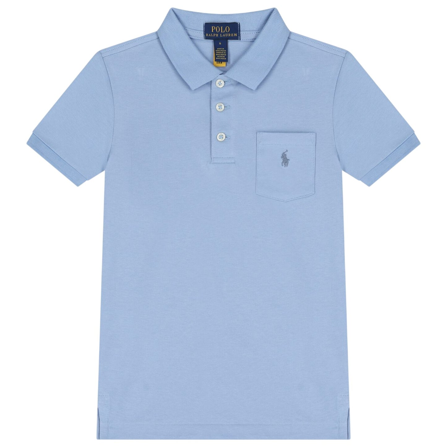 Chambray Blue - Front - Ralph Lauren Childrens-Kids Embroidered Pocket Regular Polo Shirt