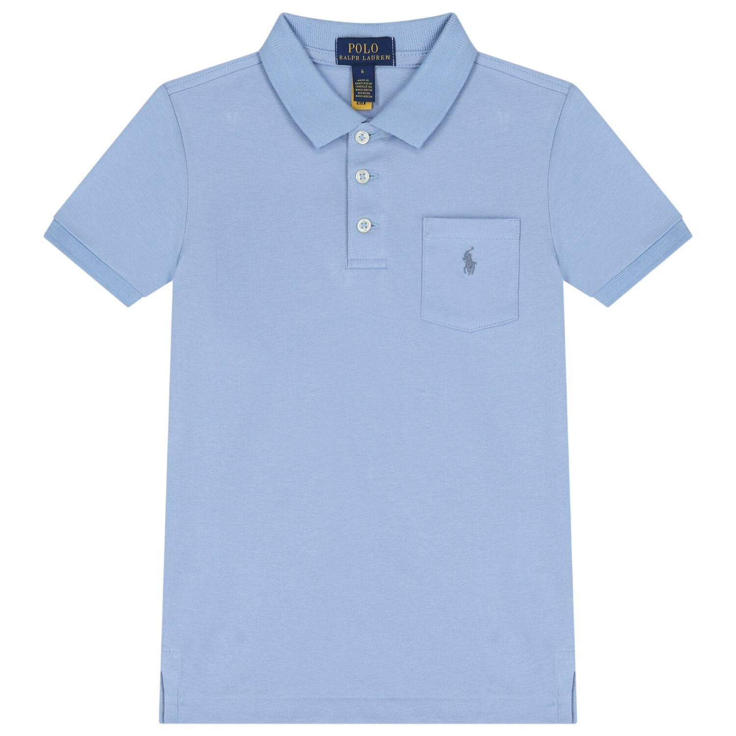 Chambray Blue - Front - Ralph Lauren Childrens-Kids Embroidered Pocket Regular Polo Shirt