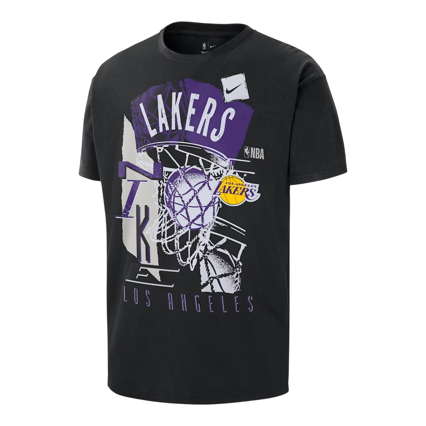Black-Yellow - Front - Nike Childrens-Kids NBA LA Lakers T-Shirt