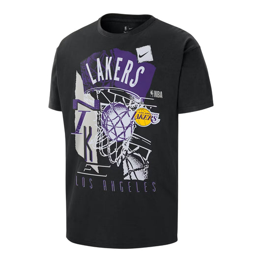 Black-Yellow - Front - Nike Childrens-Kids NBA LA Lakers T-Shirt