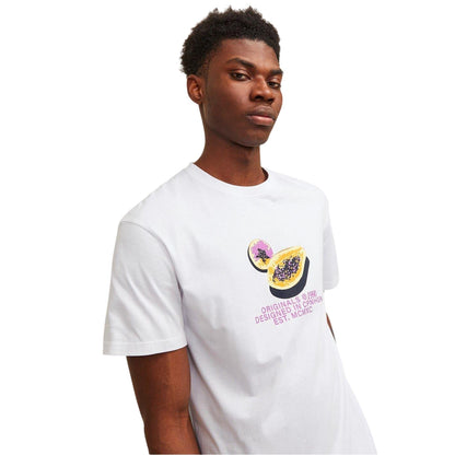 Bright White - Side - Jack And Jones Mens Papaya Crew Neck T-Shirt
