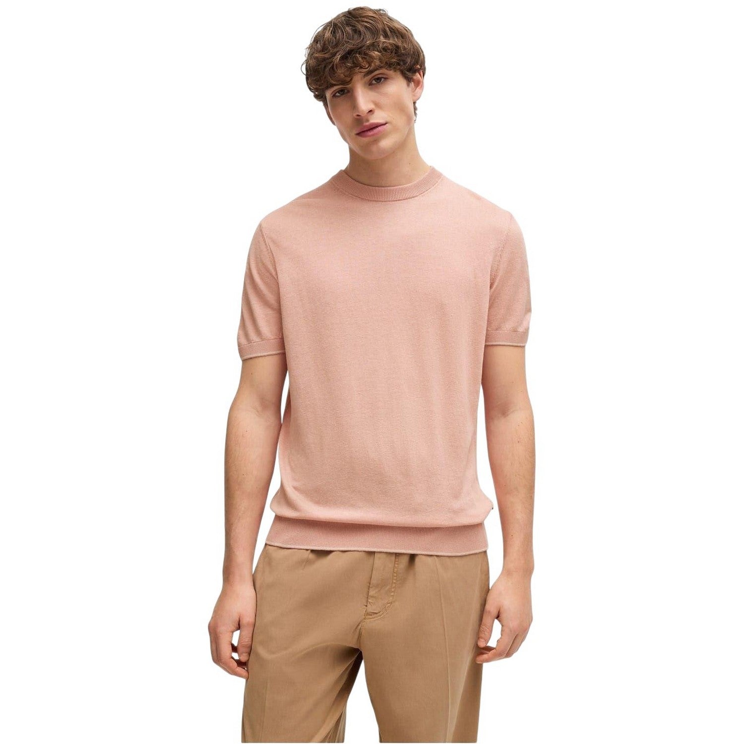 Pink - Lifestyle - Boss Mens Tramonte Knitted T-Shirt