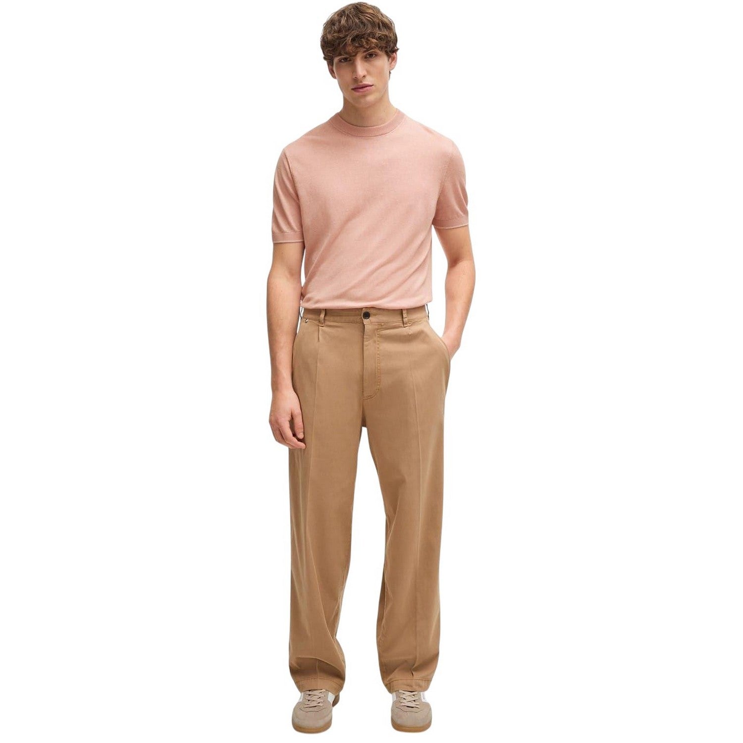 Pink - Pack Shot - Boss Mens Tramonte Knitted T-Shirt