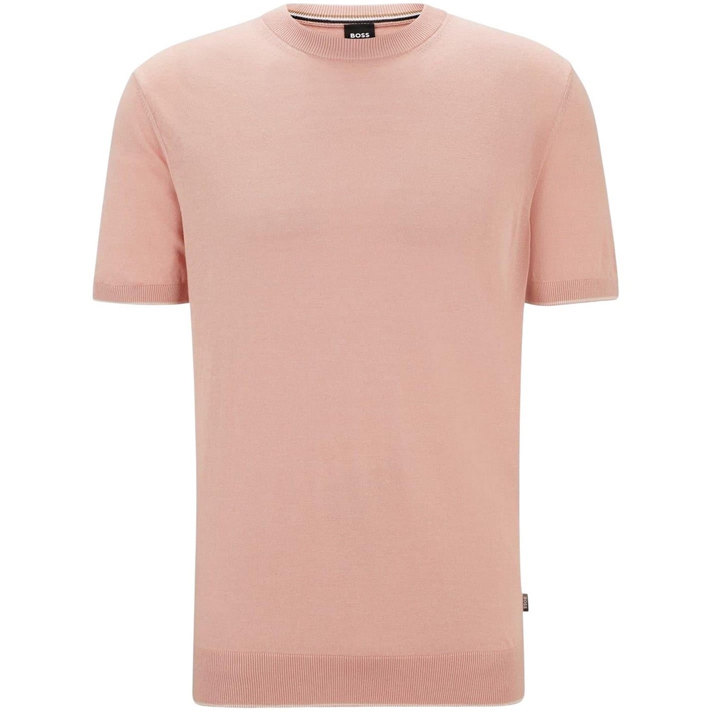 Pink - Front - Boss Mens Tramonte Knitted T-Shirt