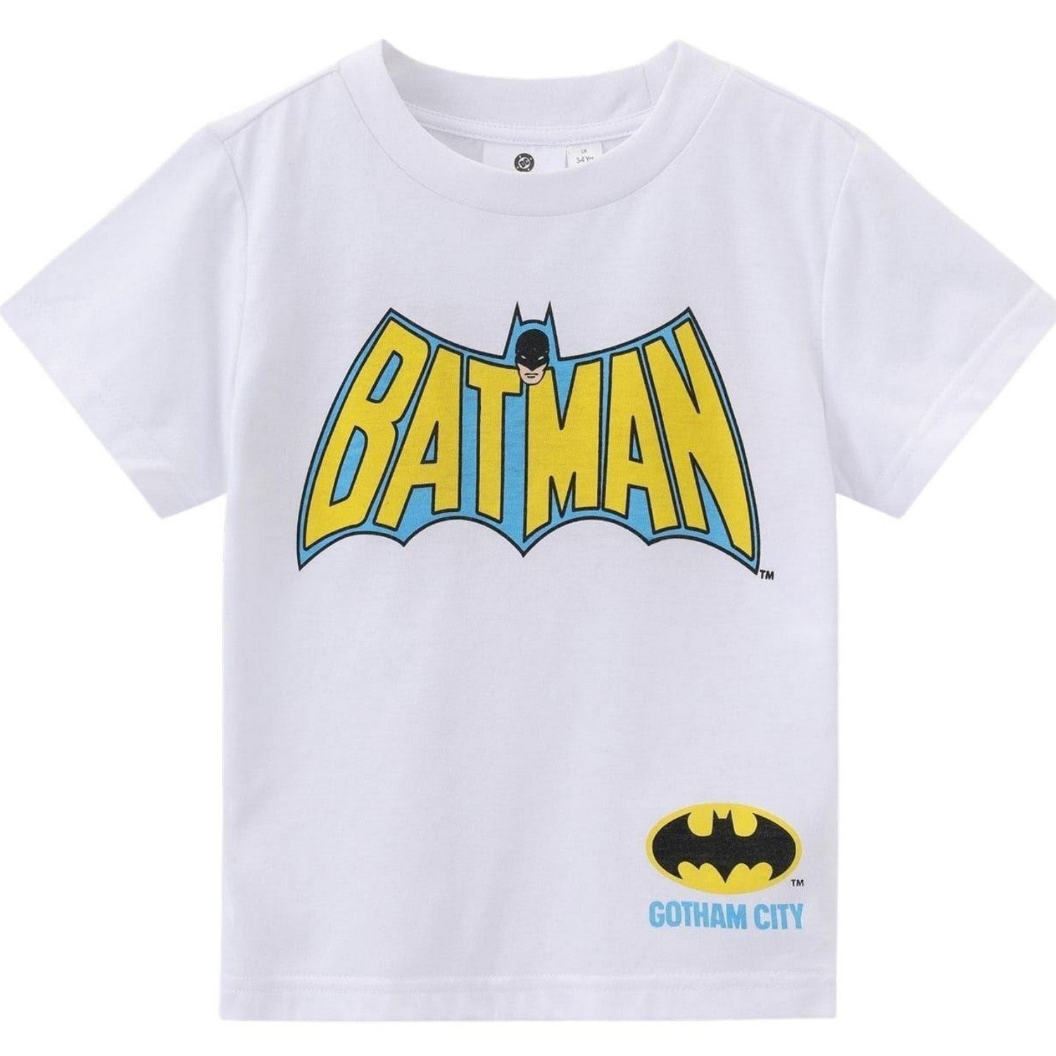 Black-Yellow - Front - Batman Childrens-Kids Back Print T-Shirt