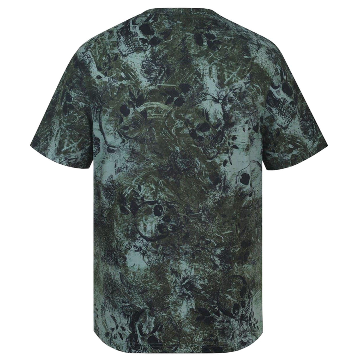 Green-Black - Back - Firetrap Mens Skull All-Over Print T-Shirt