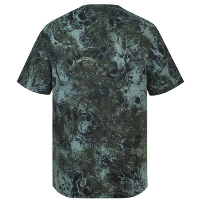 Green-Black - Back - Firetrap Mens Skull All-Over Print T-Shirt