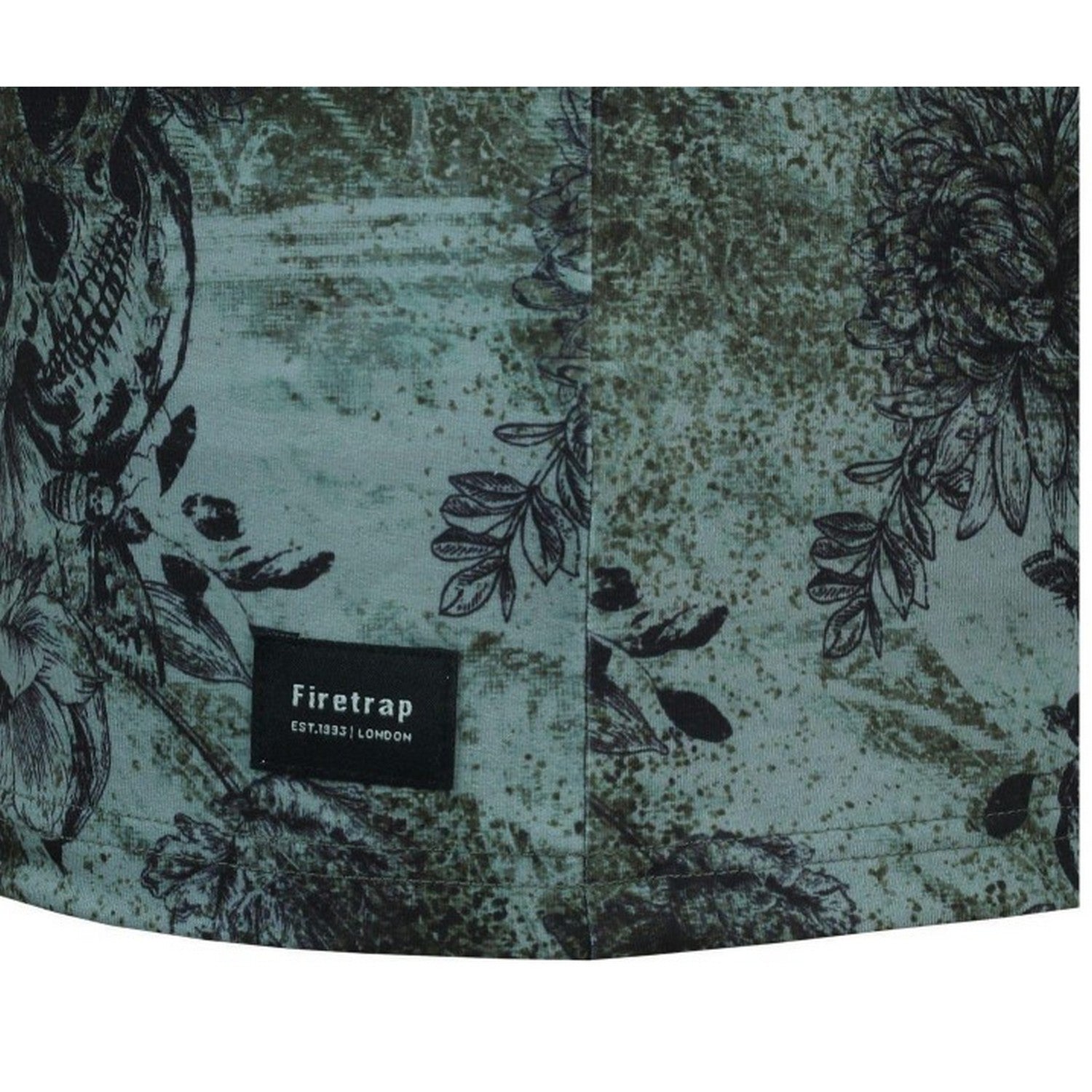 Green-Black - Lifestyle - Firetrap Mens Skull All-Over Print T-Shirt