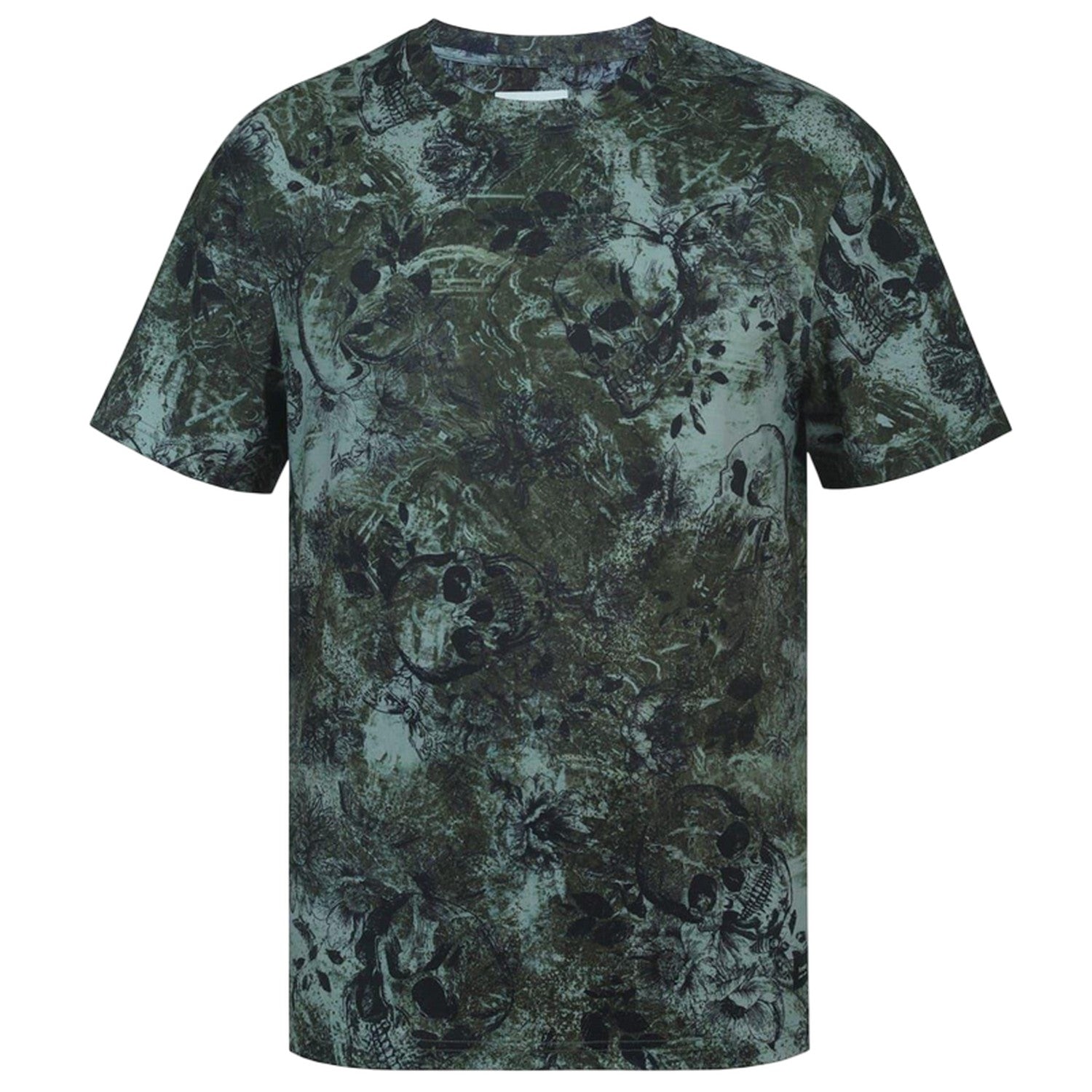 Green-Black - Front - Firetrap Mens Skull All-Over Print T-Shirt