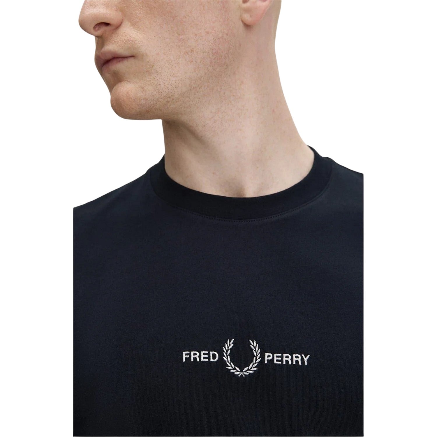 Navy - Side - Fred Perry Mens Logo T-Shirt