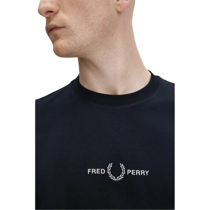Navy - Side - Fred Perry Mens Logo T-Shirt