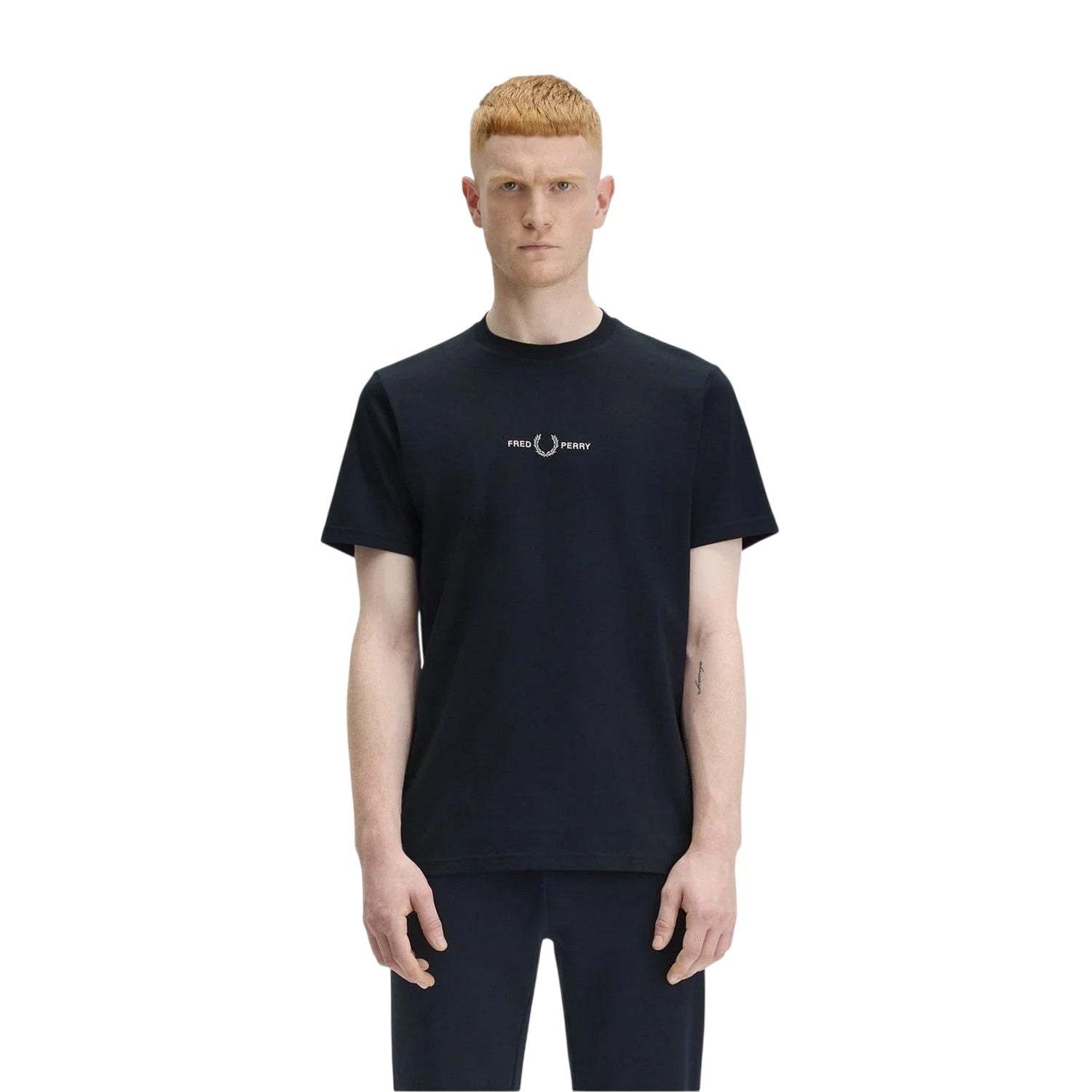 Navy - Pack Shot - Fred Perry Mens Logo T-Shirt