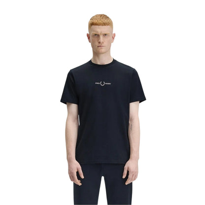 Navy - Pack Shot - Fred Perry Mens Logo T-Shirt
