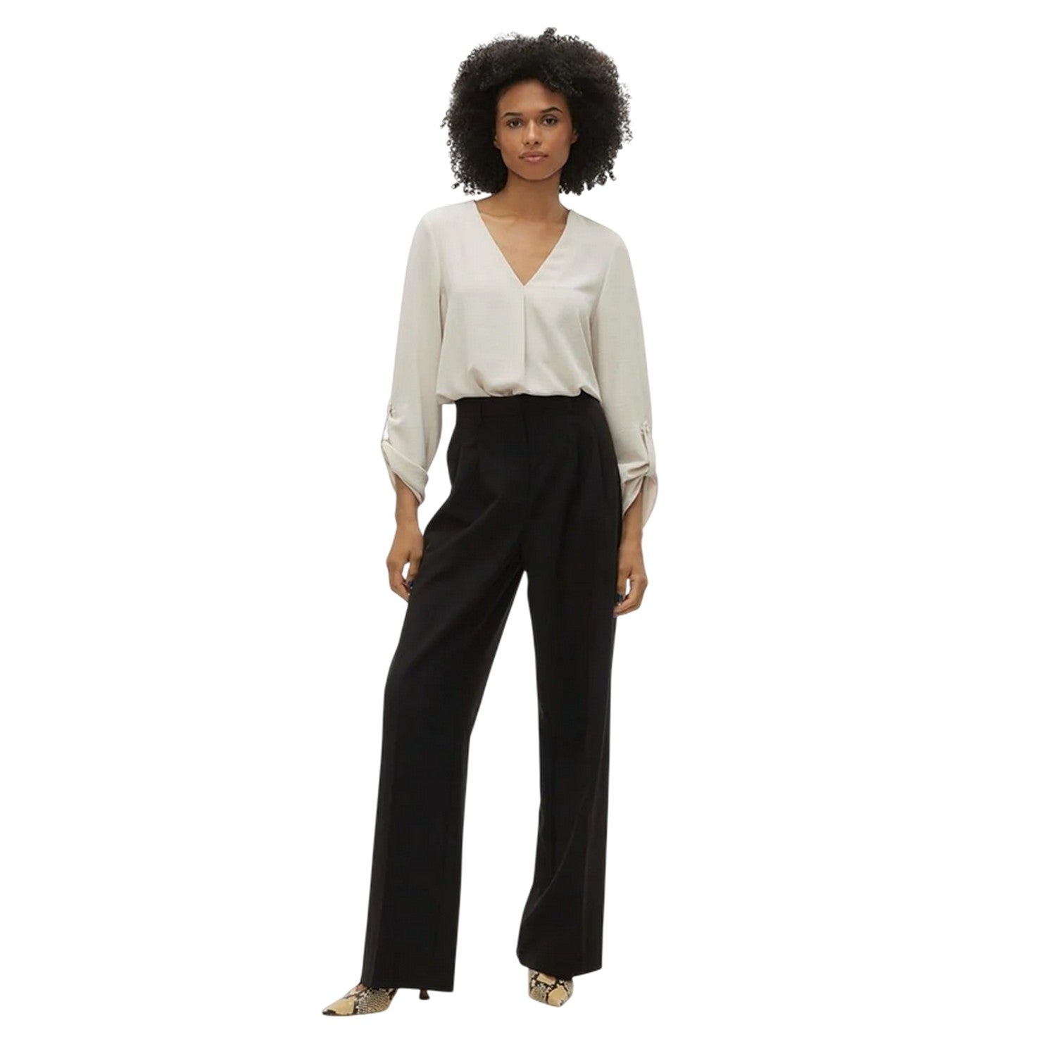 Pumice Stone - Lifestyle - Vero Moda Womens-Ladies V Neck Long-Sleeved Blouse