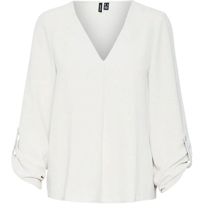 Pumice Stone - Front - Vero Moda Womens-Ladies V Neck Long-Sleeved Blouse