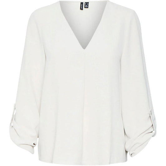 Pumice Stone - Front - Vero Moda Womens-Ladies V Neck Long-Sleeved Blouse