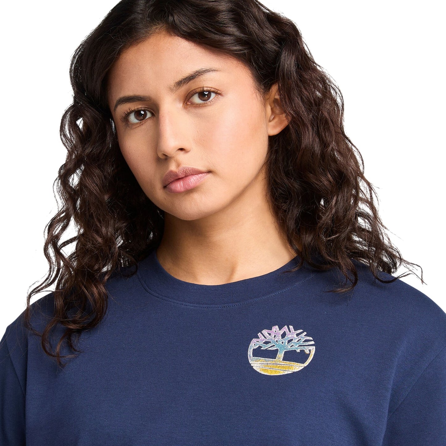 Peacoat - Side - Timberland Womens-Ladies Logo Crew Neck T-Shirt