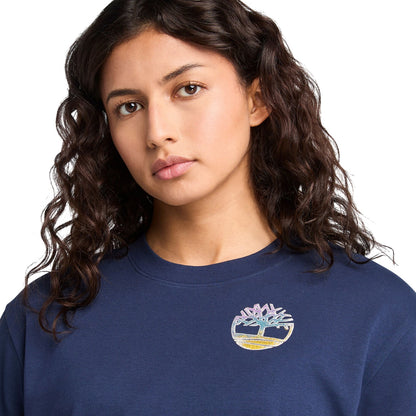 Peacoat - Side - Timberland Womens-Ladies Logo Crew Neck T-Shirt