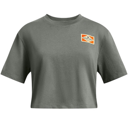 Green - Front - Under Armour Girls Project Rock Cropped T-Shirt