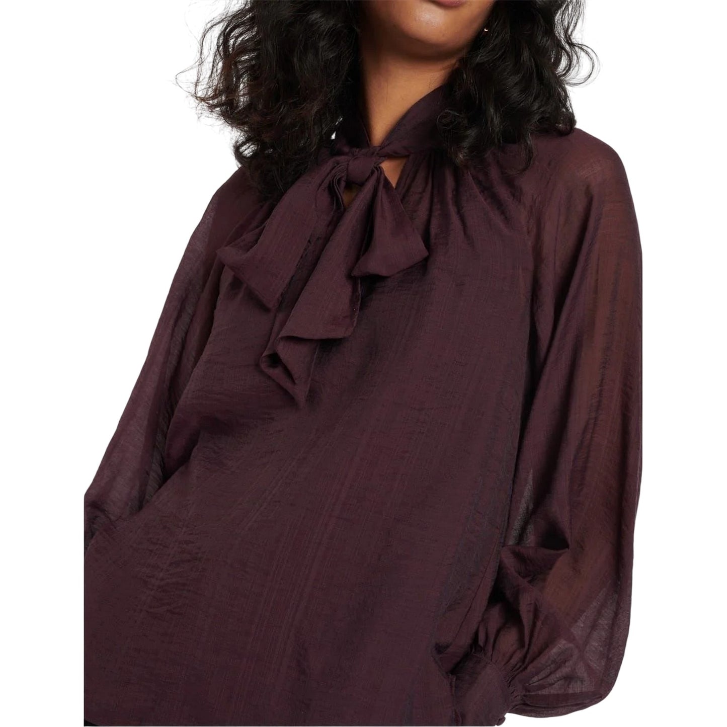 Red - Side - Nobody´s Child Womens-Ladies Tie Neck Relaxed Fit Balloon Sleeve Blouse