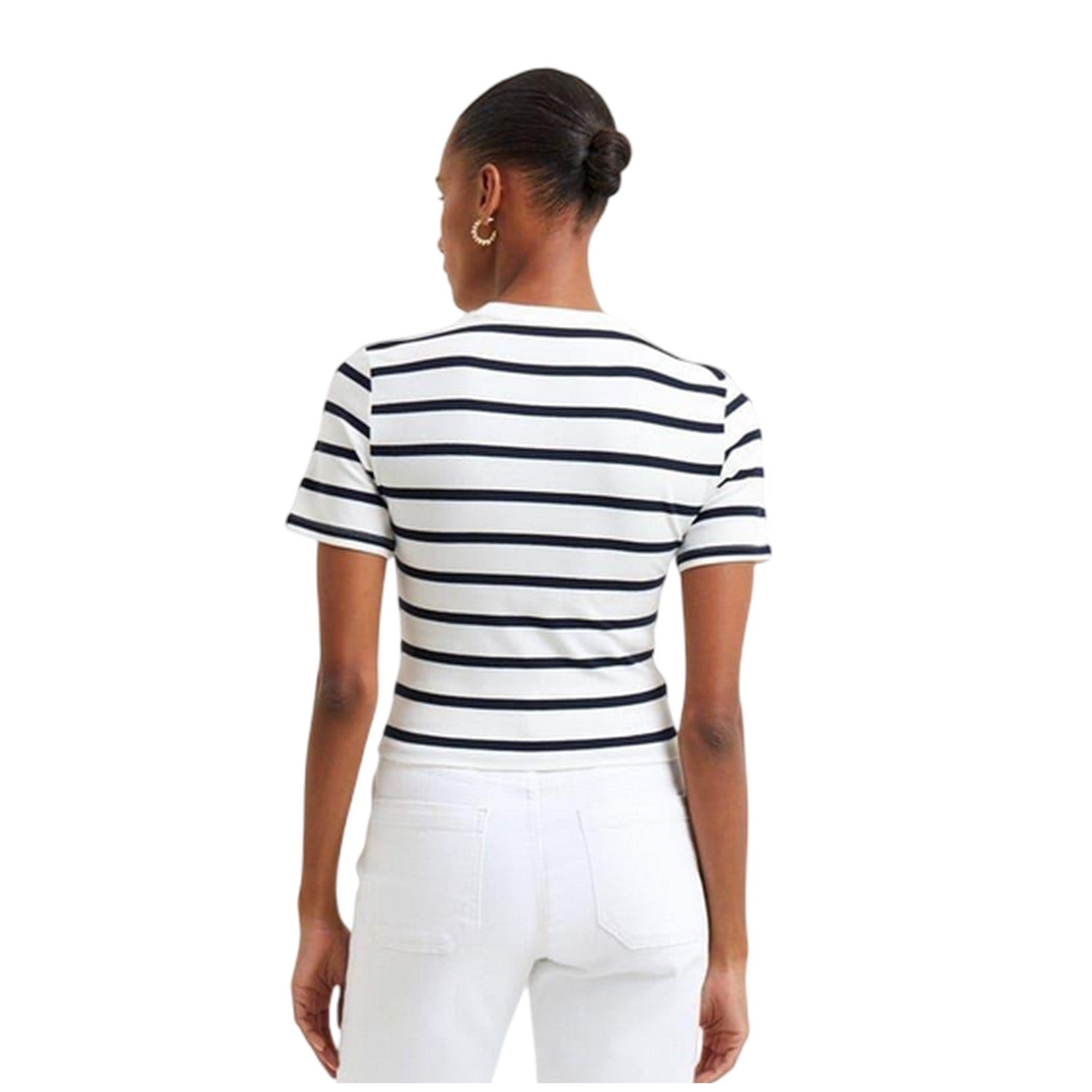 White-Marine - Back - French Connection Womens-Ladies Striped Crew Neck T-Shirt