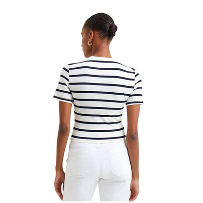 White-Marine - Back - French Connection Womens-Ladies Striped Crew Neck T-Shirt