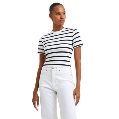 White-Marine - Side - French Connection Womens-Ladies Striped Crew Neck T-Shirt