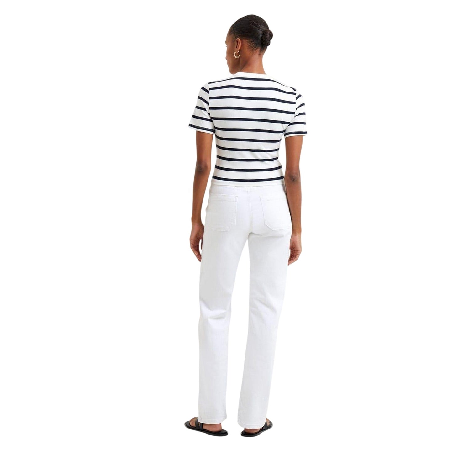 White-Marine - Lifestyle - French Connection Womens-Ladies Striped Crew Neck T-Shirt