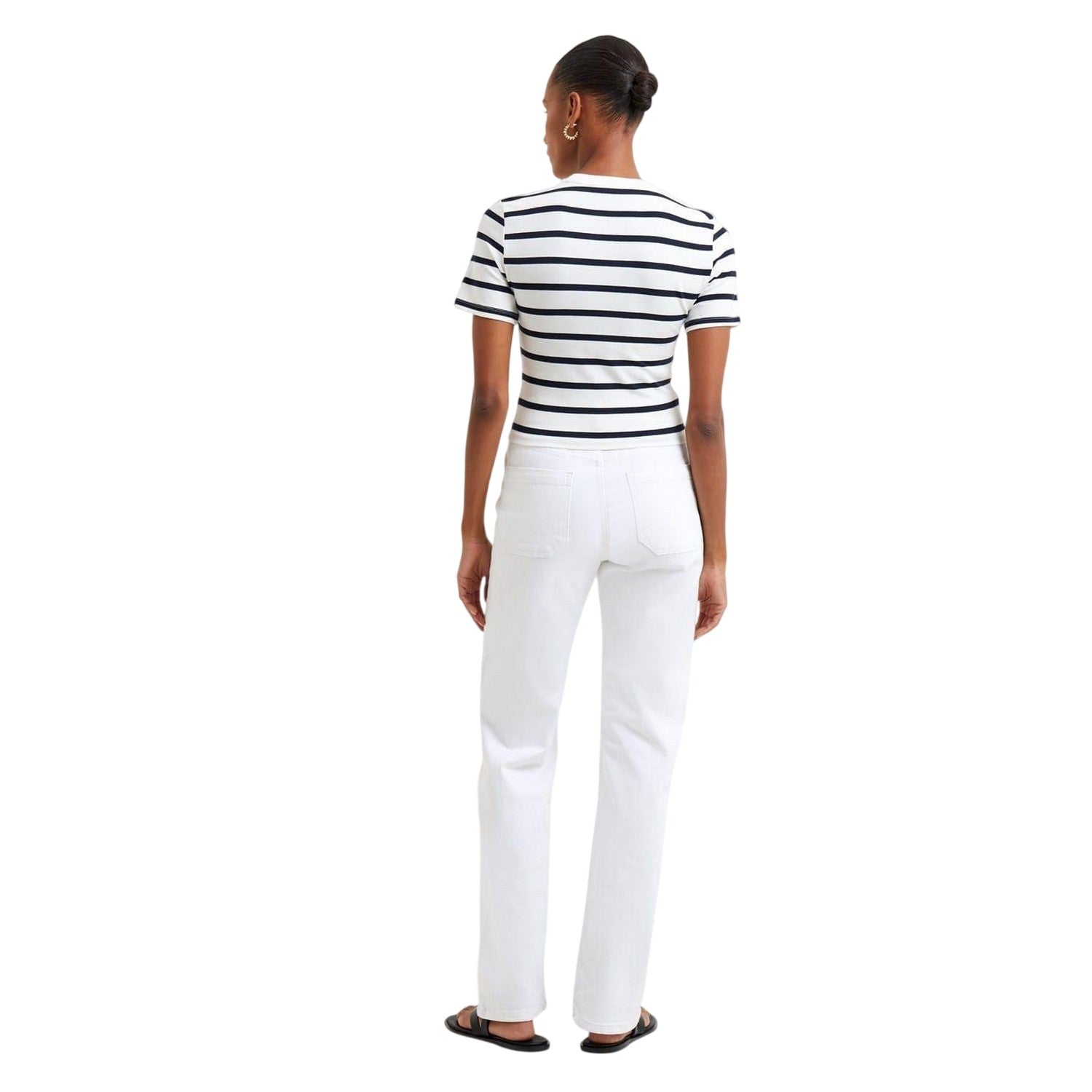 White-Marine - Lifestyle - French Connection Womens-Ladies Striped Crew Neck T-Shirt