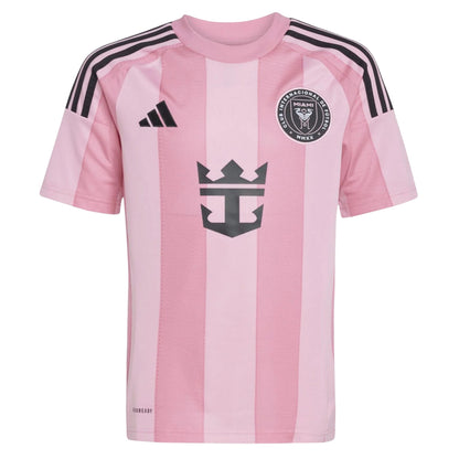 Pink-Black - Front - Inter Miami CF Childrens-Kids Adidas Home Jersey