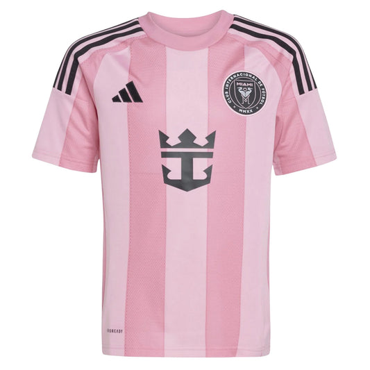Pink-Black - Front - Inter Miami CF Childrens-Kids Adidas Home Jersey