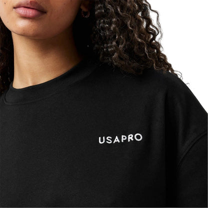 Black - Side - USA Pro Womens-Ladies Logo Crew Neck Regular T-Shirt