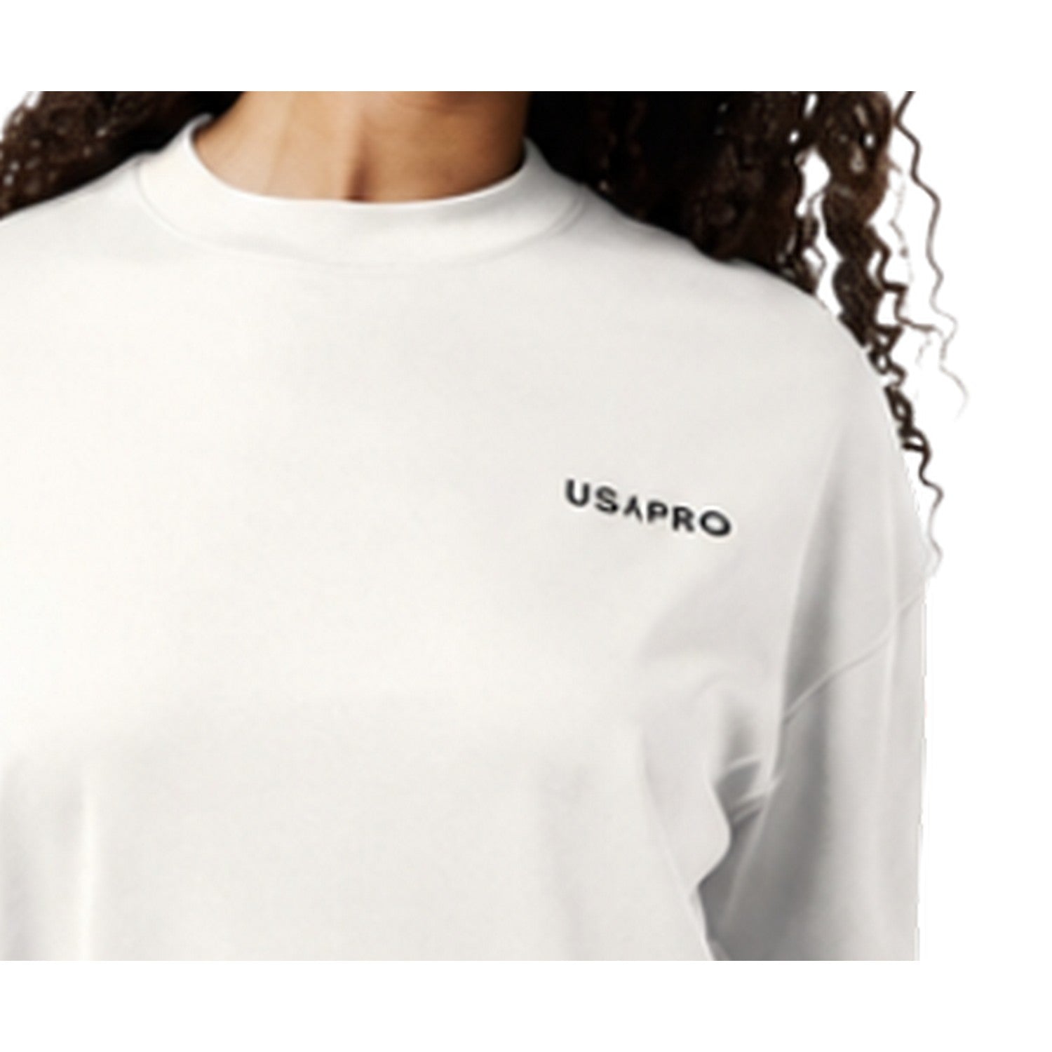 White - Side - USA Pro Womens-Ladies Logo Crew Neck Regular T-Shirt