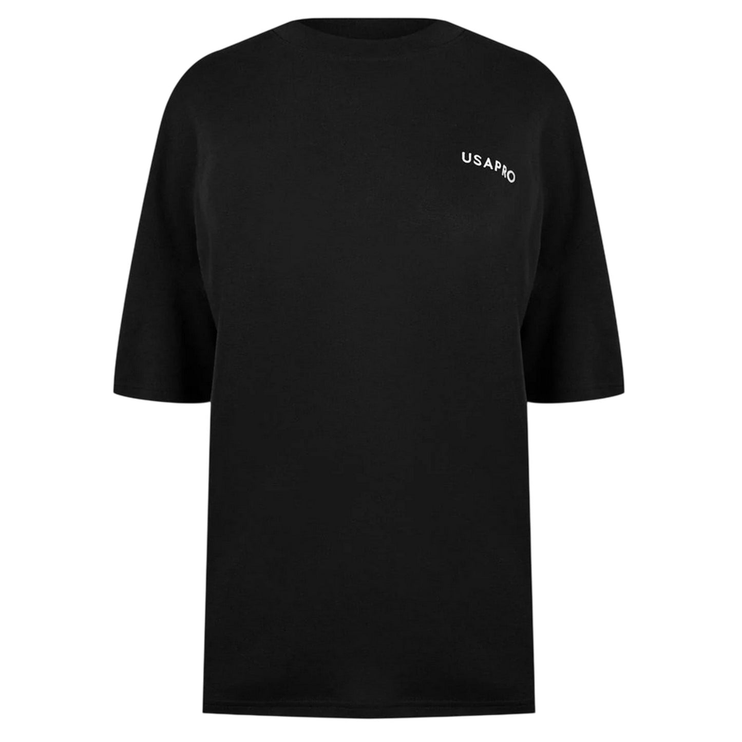 Black - Front - USA Pro Womens-Ladies Logo Crew Neck Regular T-Shirt