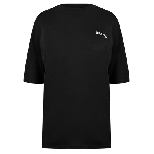 Black - Front - USA Pro Womens-Ladies Logo Crew Neck Regular T-Shirt