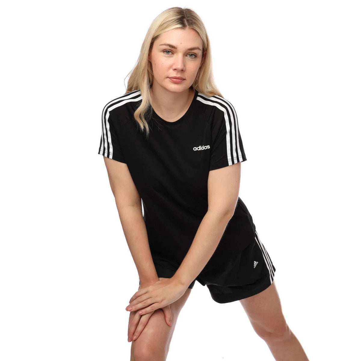 Black - Lifestyle - Adidas Womens-Ladies Design 2 Move Move Stripes T-Shirt