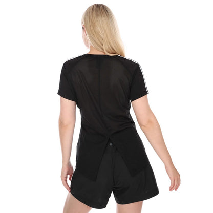 Black - Back - Adidas Womens-Ladies Design 2 Move Move Stripes T-Shirt