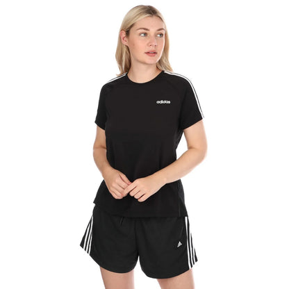 Black - Front - Adidas Womens-Ladies Design 2 Move Move Stripes T-Shirt
